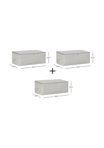Ocean Home Textile 3'lü Orta Boy Gri Balıksırtı Hurç Set 52 X 28 X 21 Cm Gri