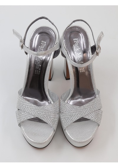 Nesilshoes Nesil Shoes Carel 2057 Gümüş Simli Platform Kadın Sandalet