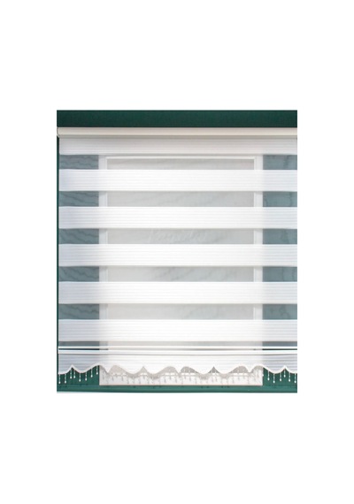 Beyaz Pliseli Boncuklu Zebra Stor Perde Beyaz - 510890283 Beyaz