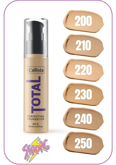 Callista Total Perfecting Spf 15 Yoğun Kapatıcı Mat Bitişli Fondöten - 230 Medium Beige - Bej