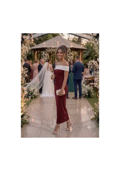 Zdnjeans Kadın Bordo Madonna Yaka Midi Boy Vücuda Oturan Davet & Düğün Elbisesi Yeşil