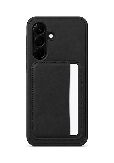 Cardx Samsung A57 Uyumlu Vegan Deri Kartlıklı Kamera Korumalı Kılıf Siyah