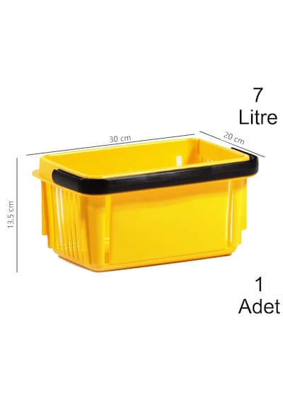 7 Litre Plastik Kozmetik Alışveriş El Sepeti Sarı 1 Adet / En:20 Boy:30 Yükseklik:13,5 Cm Sarı