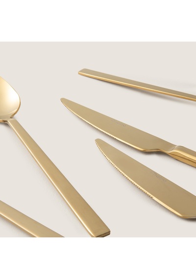 Destina 18 Parça Yemek Çatal Kaşık Bıçak Seti Parlak Gold