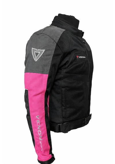 Venom Dynamic 4 Mevsim Ce Korumalı Pembe Kadın Motorcu Montu Bir Beden Büyük Alınız