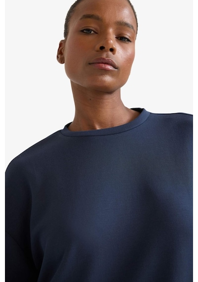 Defacto Defactofit Oversize Geniş Kalıp Bisiklet Yaka Modal Sporcu Sweatshirt E8954ax25aunv165 Lacivert