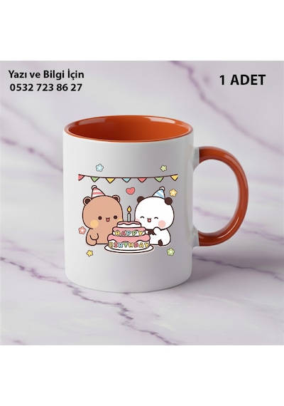 Dudu Bubu Hediyelik Kupa Bardak Kişiye Özel İsim Yazılır Kaliteli Baskı Turuncu