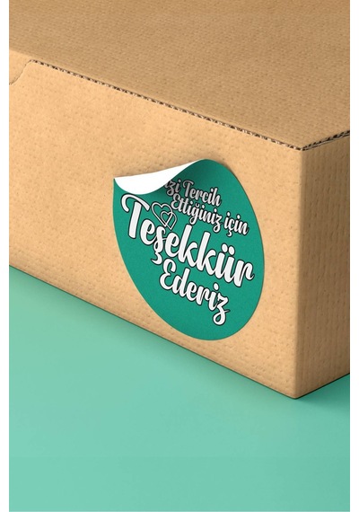 Teşekkür Ederiz Mint Yeşili Kargo Sticker 3x3cm St2159 Çok Renkli