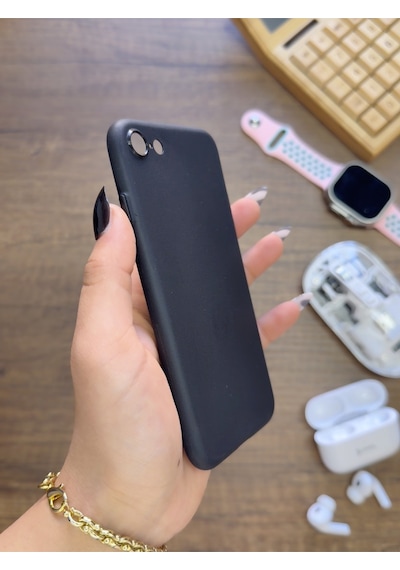 Apple iPhone 7 Uyumlu Süper İnce Mat Ultra Thin Silikon Kılıf Siyah