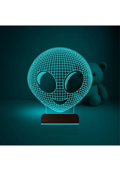 Luvivia Alien Uzaylı Çocuk Odası 3d Lamba - Masa Gece Lambası Şeffaf