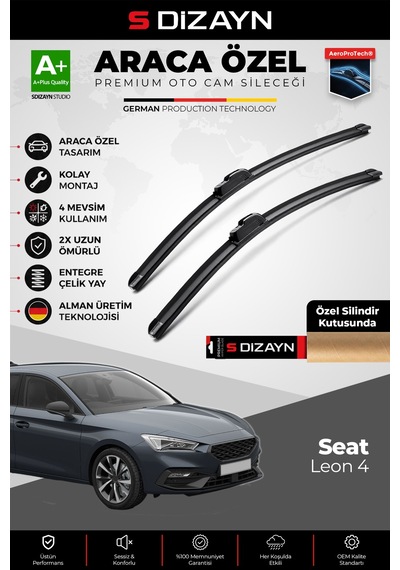 S-dizayn Seat Leon Ön Cam Silecek Seti 2020 Üzeri Premium Araca Özel 65-45 Cm A+ Kalite