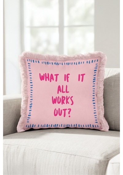 Pop Art Motto Yazılı Saçaklı Yastık Kılıfı - Eğlenceli Genç Odası Pembe Krem Püsküllü Kırlent Kılıfı Yalın Düş Opal Pop Art Motto Yazılı Saçaklı Yastık Kılıfı - Eğlenceli Genç Odası Pembe Krem Püsküllü Kırlent Kılıfı Yalın Düş Opal