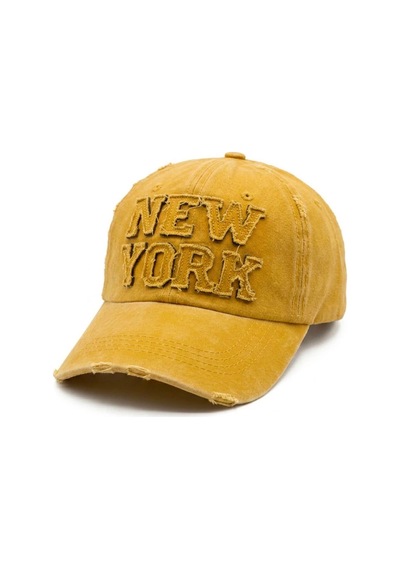 Gigi Luxe Ny New York Kep Şapka Yıkamalı Kabartmalı Kadın Erkek Sarı Sarı
