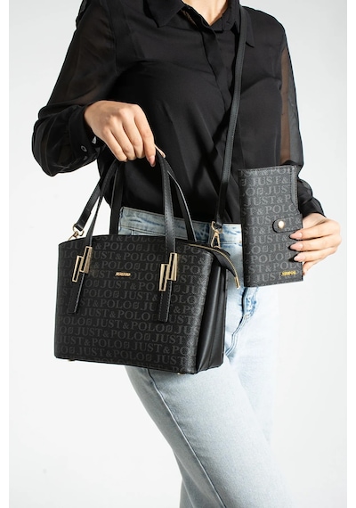 Just Polo Kadın 5 Bölmeli El Omuz Çantası Ve Cüzdanı Kombin 4030mh 2066mh Siyah 31363199