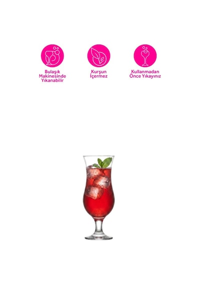 Lav Fiesta Cam Kokteyl Bardağı 6'lı 460 ml (Meşrubat/Smoothie /Milkshake/Soğuk Kahve Bardağı )
