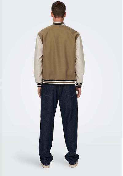 Only & Sons Onsjason Varsıty Jacket Otw Acık Kahve 001