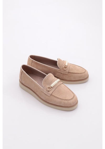 Dgn 410 Kadin Loafer Ayakkabi Bej Süet