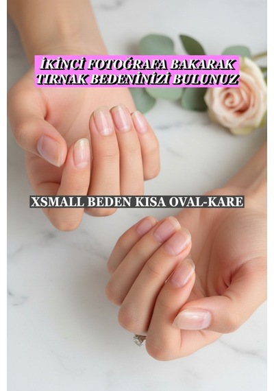 100 Adet Jel Tips Xsmall Beden Kısa Oval Kare Protez Takma Tırnak Seti Xsmall