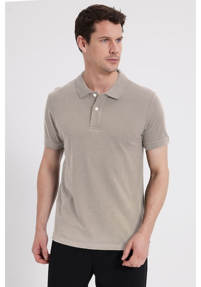Tudors Slim Fit Dar Kesim %100 Pamuk Erkek Polo Yaka Gri Tişört-46190 Gri