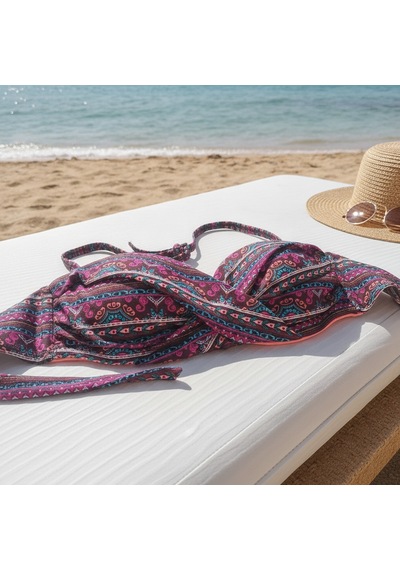 Bonbon Kadın Plaj Giyim Desenli Bikini Üst Bb2571 Siyah