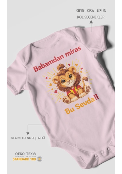 Morivokids Babadan Miras Bu Sevda Kısa Kollu Bebek Body Bebe Pembe