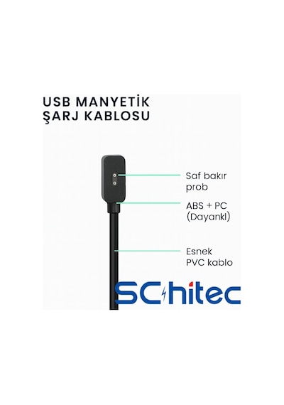 Schitec Mi Band 8/8pro/8active/9/9pro/9active/10 & Redmi Band2/watch3/3active/watch4/4active/watch5/active/5lite Uyumlu 1m Usb-a Manyetik Şarj Kablosu -