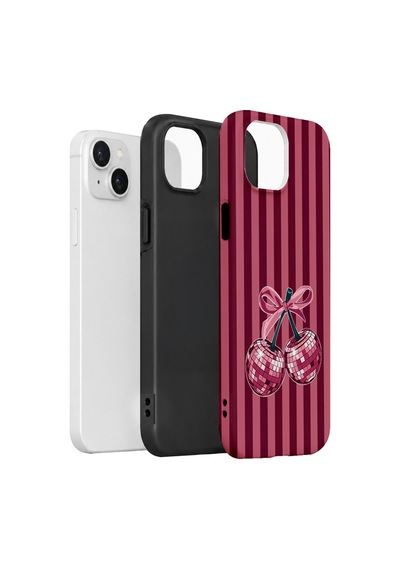 Velvoria Valestra Disco Cherry Stripe Apple iPhone Uyumlu 15 Darbe Korumalı Kılıf Valestra Select - Disco Cherry Stripe