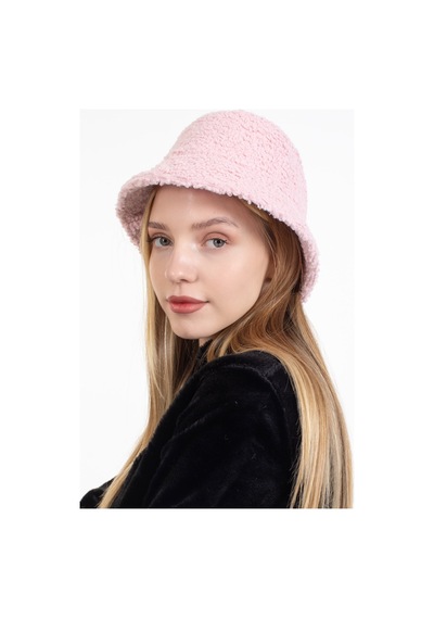 Ladycolor Kadın Kışlık Şapka Kıvırcık Peluş Kumaş Bucket Modeli Pudra Pudra