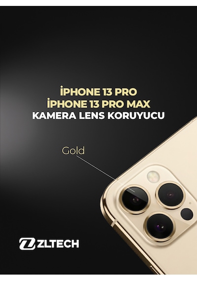 İphone 13pro/13pro Max Uyumlu Kamera Lens Koruyucu Gold
