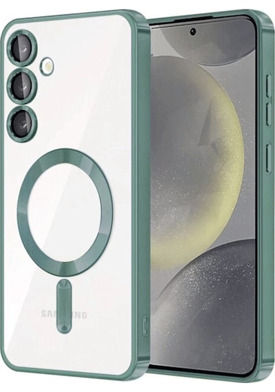 Samsung Galaxy Uyumlu, S24 Kılıf Kross Magneticsafe Kapak - Koyu Yeşil