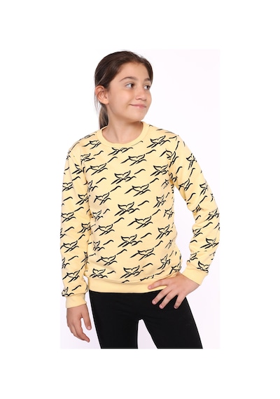 Toontoy Kız Çocuk Komple Balık Kuyruğu Baskılı Sweatshirt Sarı