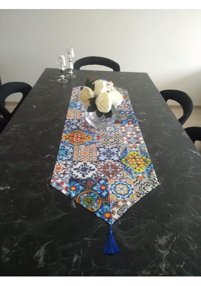 Ayşemce Çini Desenli Runner, 4 Sarı Renk Supla A-home182 Diğer