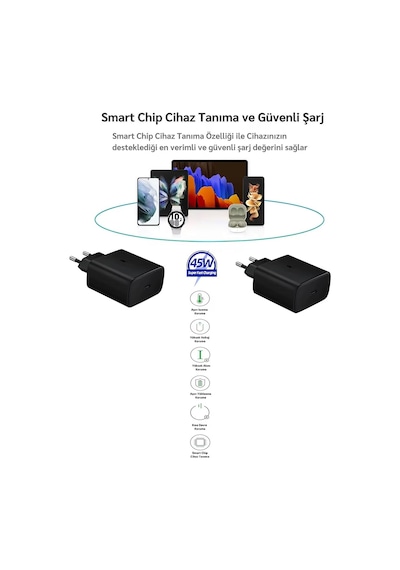 Samsung Galaxy S25 Fe Uyumlu Type-c Ultra Hızlı Şarj Cihazı 45w 3.0 Amper Şarj Başlığı Adaptör