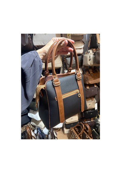 Miami Polo Club Orijinal Kadın Gold Detaylı El Ve Omuz Çantası Uzun Askısı Mevcuttur En 24 Cm Boy 24 Cm Siyah - Krem