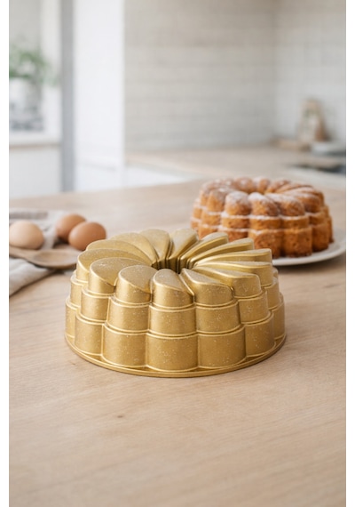 Flora Döküm Kek Kalıbı 26cm Gold Gold