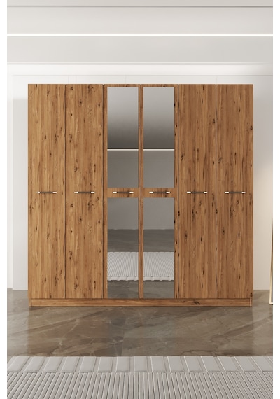 Aeka Ae-2191 Hisar Aynalı 6 Kapaklı Çok Bölmeli Askılı Ve Raflı Geniş Hacimli Gardırop 210x210 Cm Atlantik Çam - Atlantik Çam Aeka Ae-2191 Hisar Aynalı 6 Kapaklı Çok Bölmeli Askılı Ve Raflı Geniş Hacimli Gardırop 210x210 Cm Atlantik Çam - Atlantik Çam