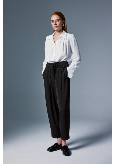 Sateen Talia Pantolon - Siyah-137096 siyah