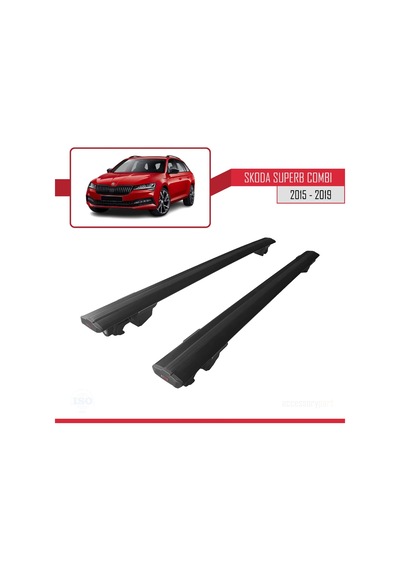 Skoda Superb Sw / Estate 2015-2019 Arası İle Uyumlu Hook Model Anahtar Kilitli Ara Atkı Tavan Barı Siyah