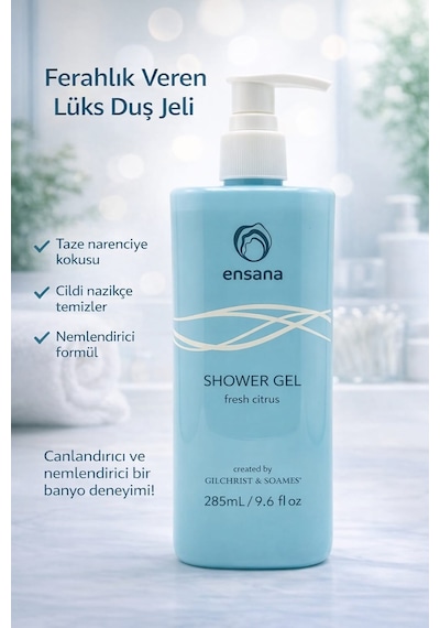 Ensana Fresh Citrus Şampuan 285 Ml + Duş Jeli Seti 285 Ml Ferahlatıcı Narenciye Kokulu