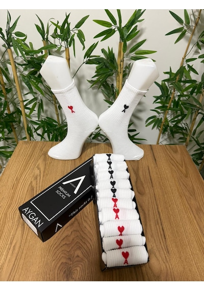 10 Çift Unisex Renkli Kaligrafi Desenli Spor Çorap Beyaz Kolej Çoraplar 10 Adet