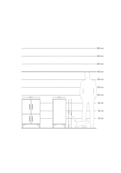 Hyperion Komodin 3 Raflı 4 Kapaklı 60x44x96 Çam-antrasit Çam