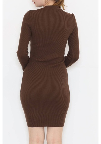 Bensu Store - Bisiklet Yaka Triko Elbise Kahve - 571.1612. 001