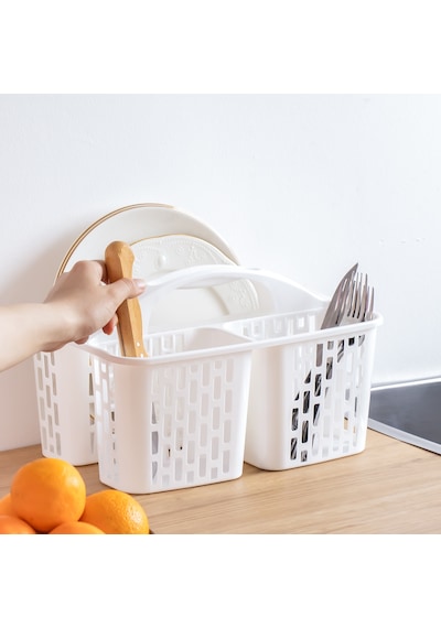 Porsima 8114 Org-51 3 Bölmeli Düzenleyici Sepet - Organizer Beyaz