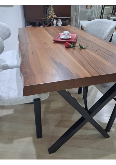 Masa Kütük 90601 V Ayak Sabit Ahşap Boyalı 4 Adet Sandalye Metal Ayak Kahverengi Masa Kütük 90601 V Ayak Sabit Ahşap Boyalı 4 Adet Sandalye Metal Ayak Kahverengi