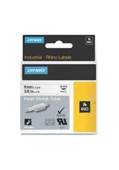 Dymo 18053 Rhinopro Isıyla Küçülen Şerit 9mmx1,5m Beyaz-siyah