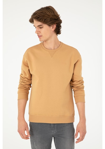 U.S. Polo Assn. Erkek Bisiklet Yaka Camel Basic Şardonlu Sweatshirt 50295148-VR015