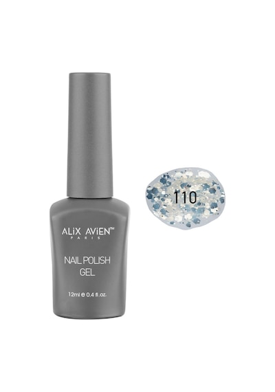 Alix Avien Gümüş Işıltılı Şeffaf Kalıcı Oje 110-yoğun Renk Veren Jel Oje 12 Ml-nail Uv Gel Polish 110