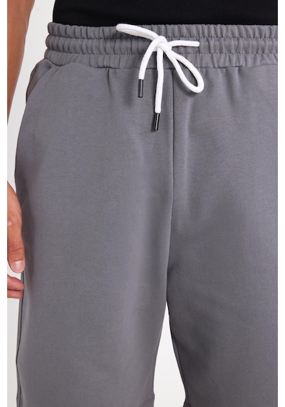 Tudors Erkek Relax Fit Rahat Kesim %100 Pamuk Beli Bağcıklı Gri Şort-35702 Gri