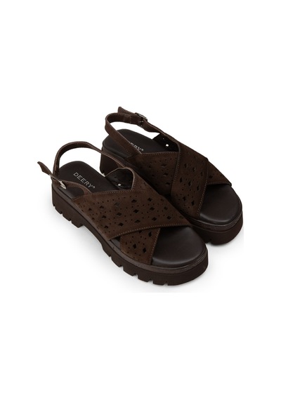 Deery Kadın Hakiki Süet Kahverengi Sandalet - 22302zkhvc01
