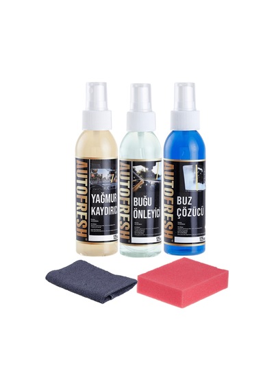 Kışlık 3'lü Oto Bakım Sprey Set Buğu Önleyici Buz Cözücü Yağmur Kaydırıcı 3x125ml
